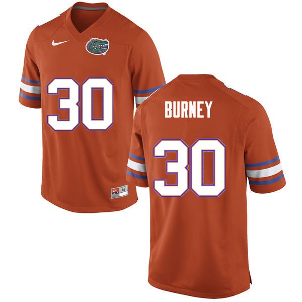 Men #30 Amari Burney Florida Gators College Football Jersey Orange